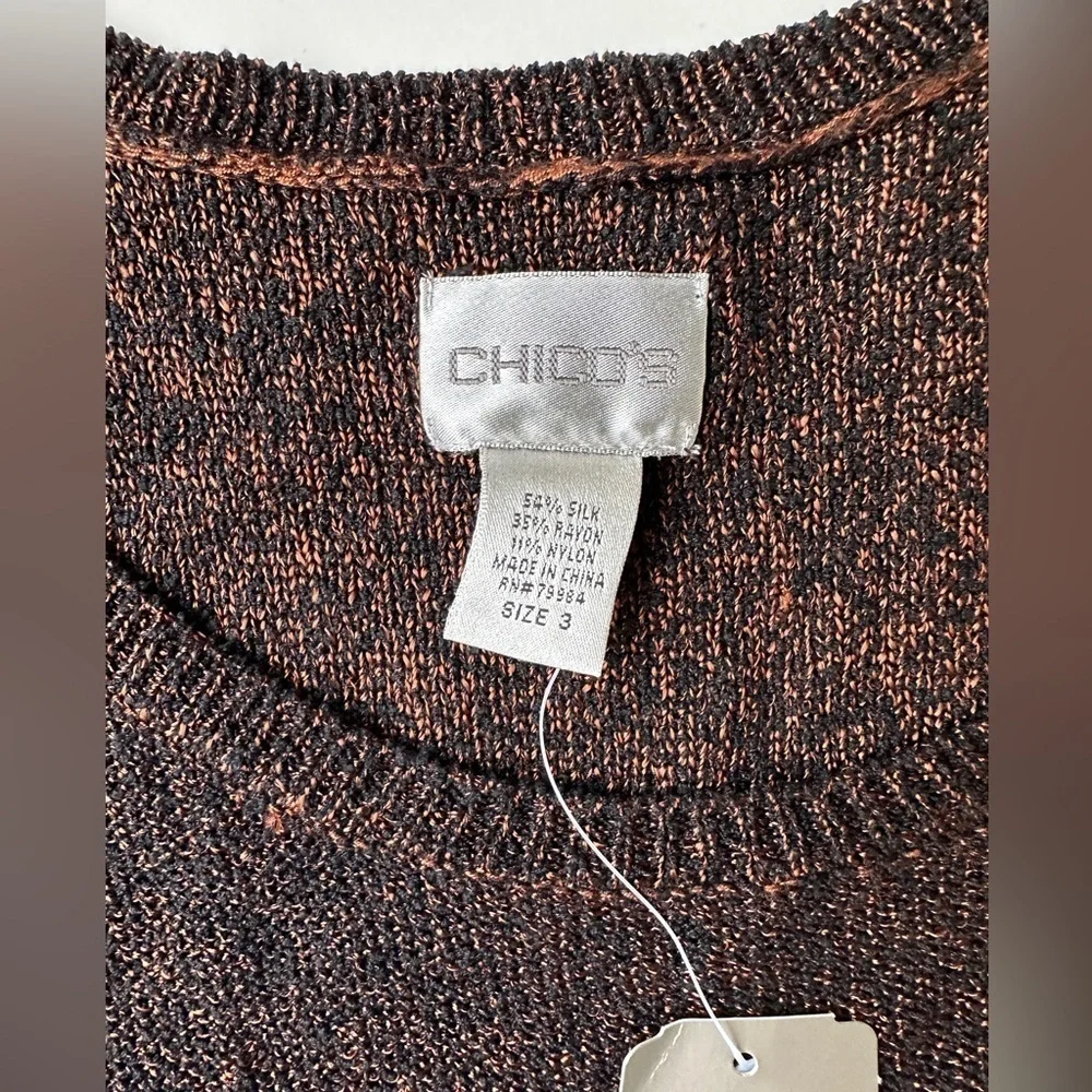 NWT Chico’s Black Orange Silk Blend Sleeveless Sweater Maddy Size 3 (US XL) $58 - Picture 2 of 8